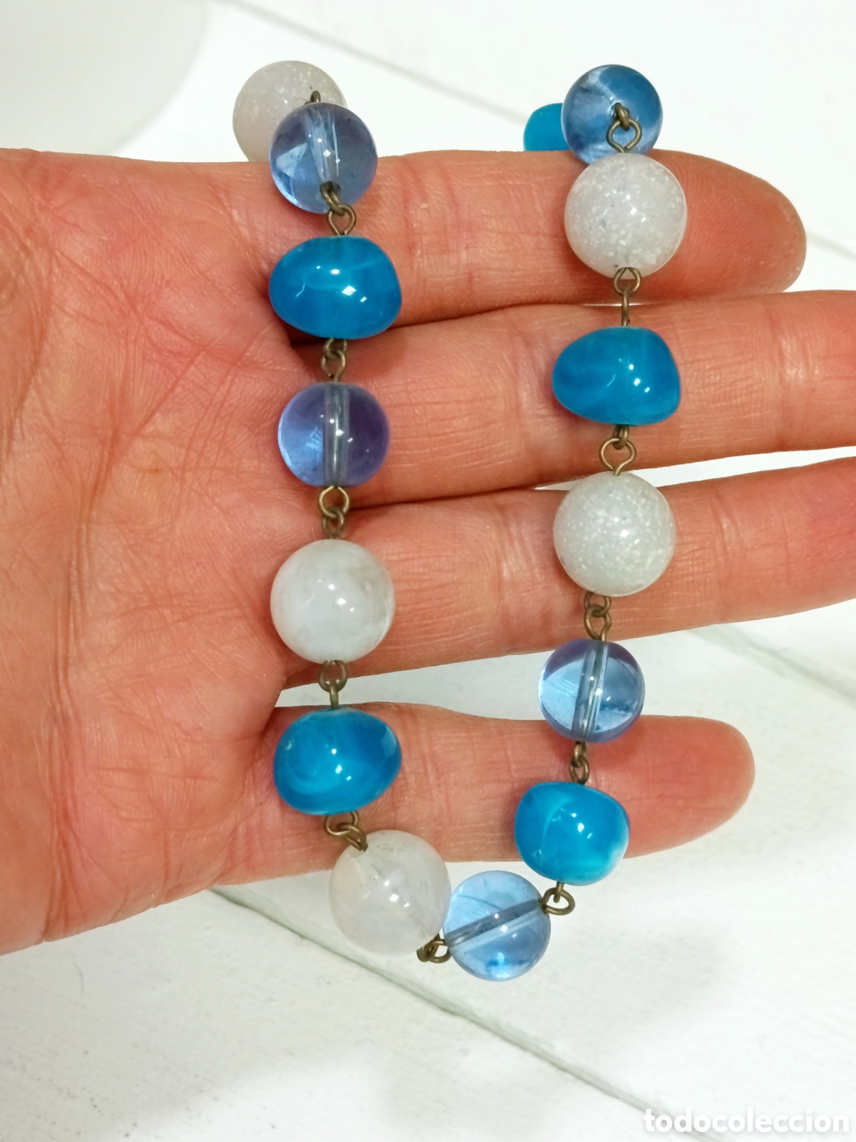 Joyeria: Collar largo color azul combinado y blanco, a&ntilde;o 2000, nuevo - Foto 3