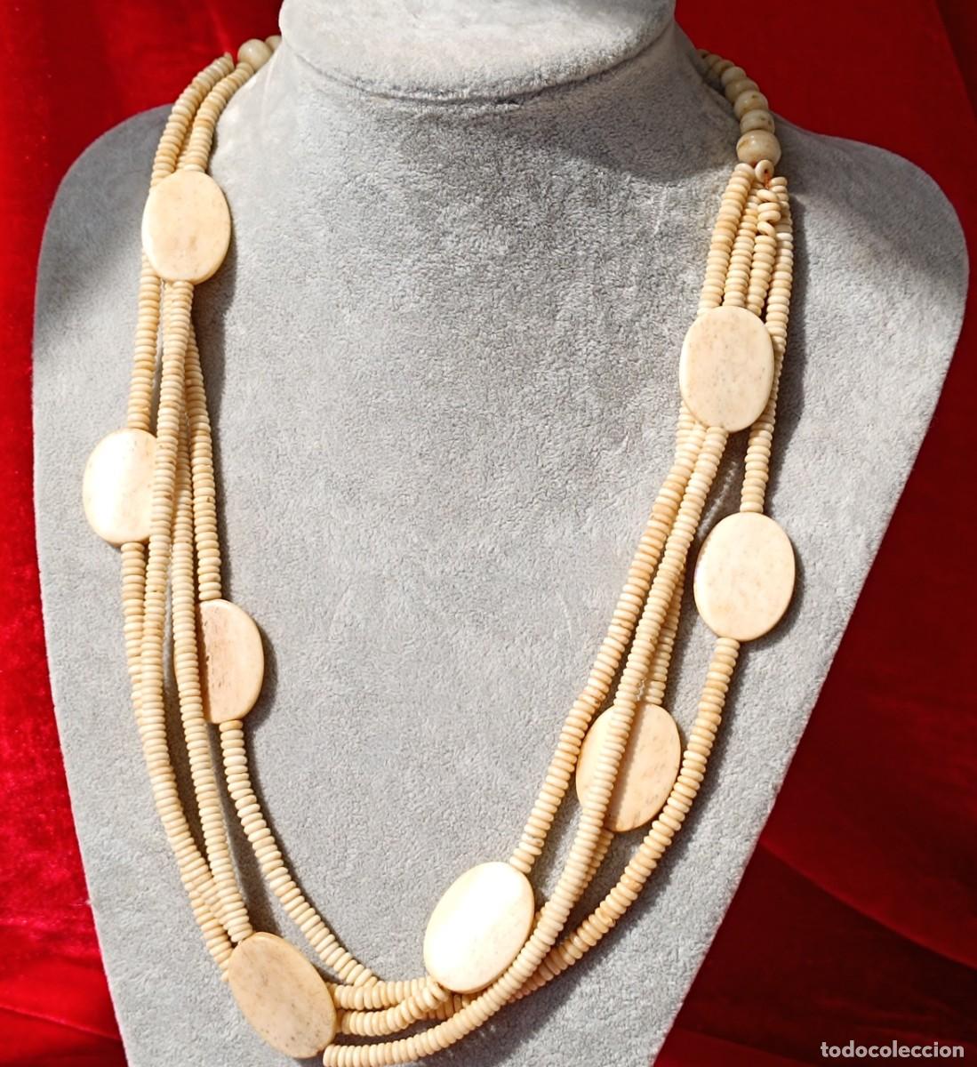 Joyeria: Collar vintage de hueso multicapa, 65 cm, estilo &eacute;tnico boho