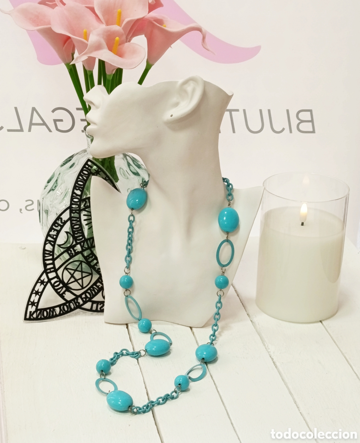 Joyeria: Collar largo color azul, a&ntilde;o 2000, nuevo - Foto 3