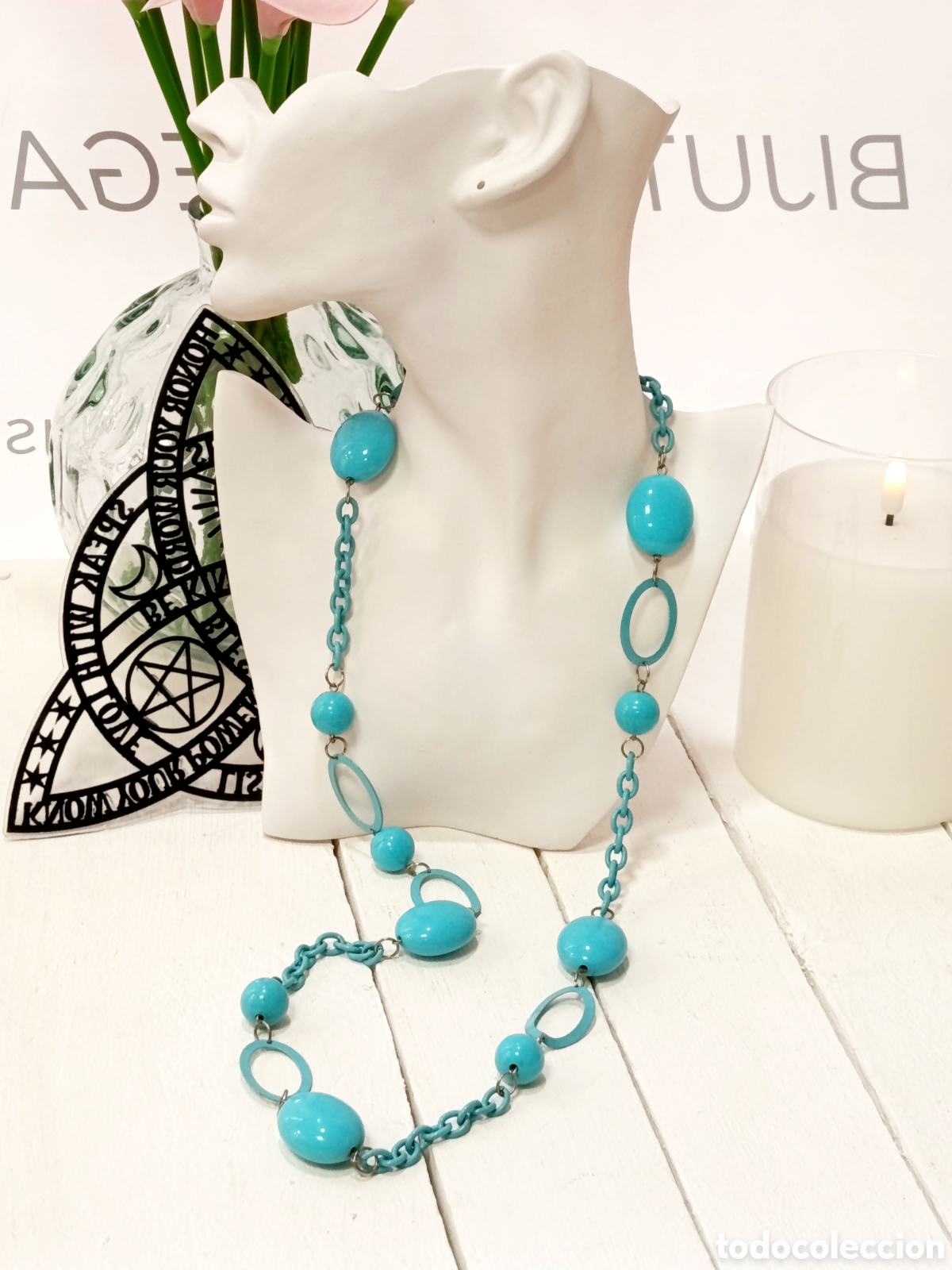Joyeria: Collar largo color azul, a&ntilde;o 2000, nuevo - Foto 1