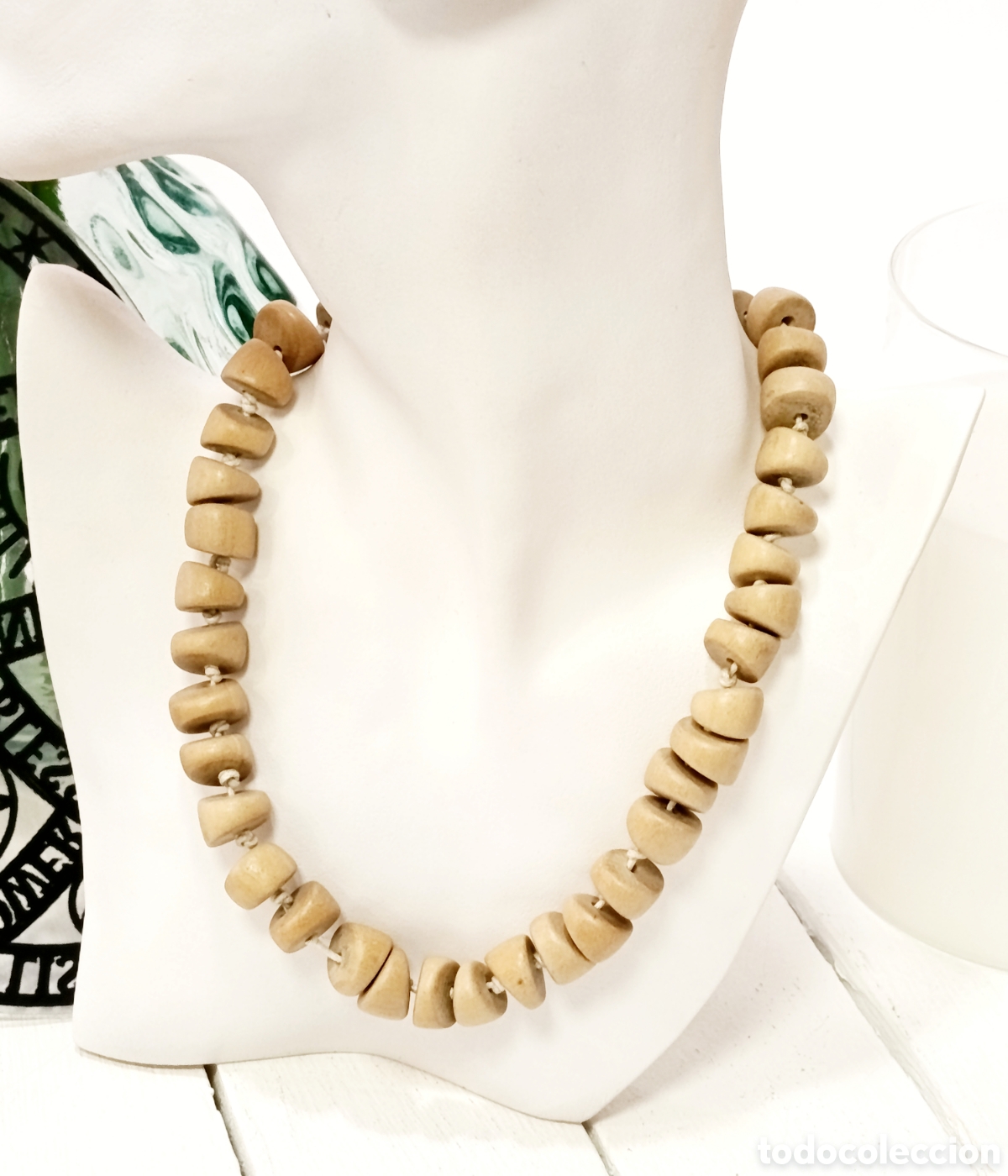 Joyeria: Collar Bohemio corto de madera, unisex, a&ntilde;o 2000, nuevo