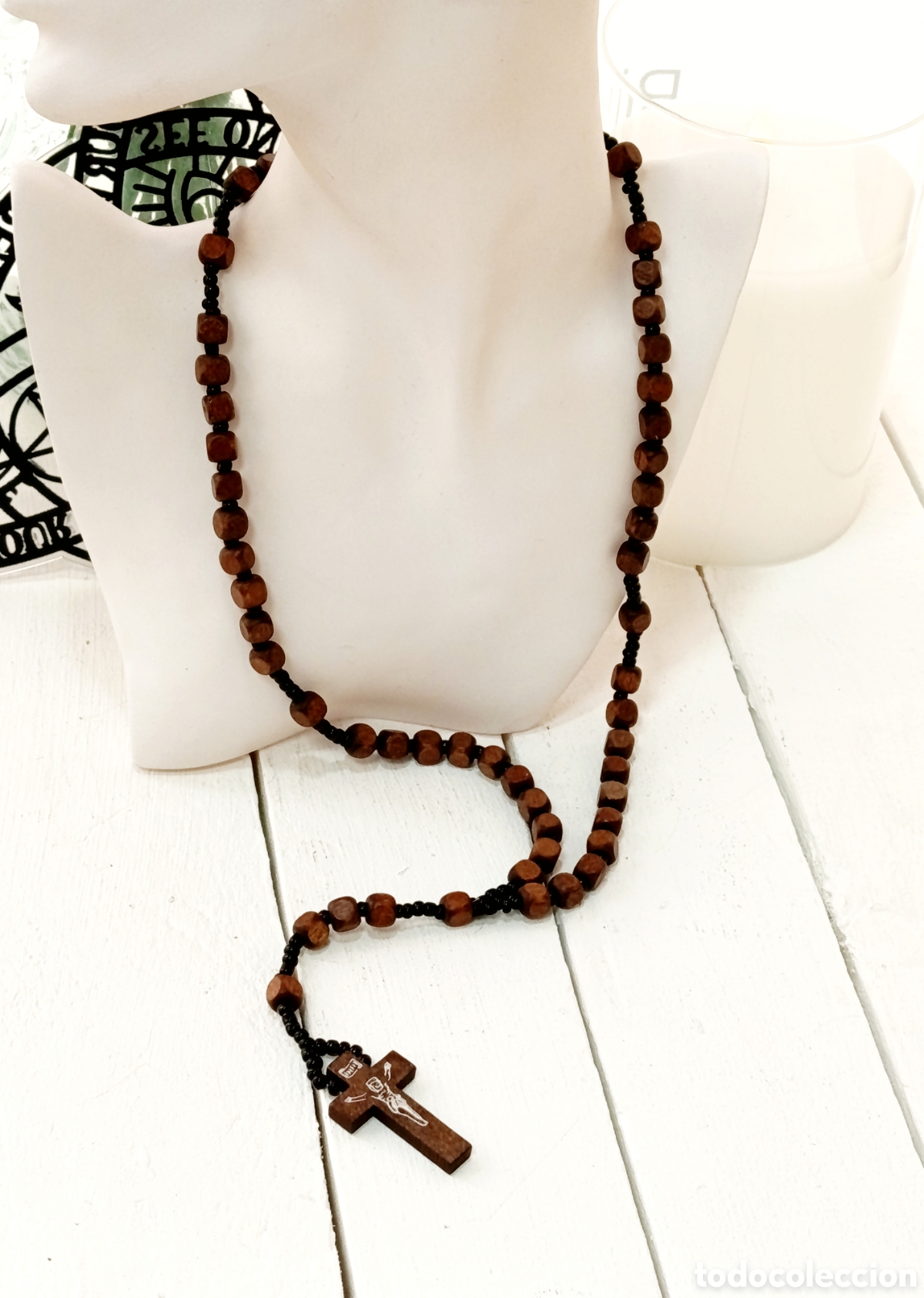 Joyeria: Collar rosario de protecci&oacute;n preparado energ&eacute;ticamente con palo santo, nuevo