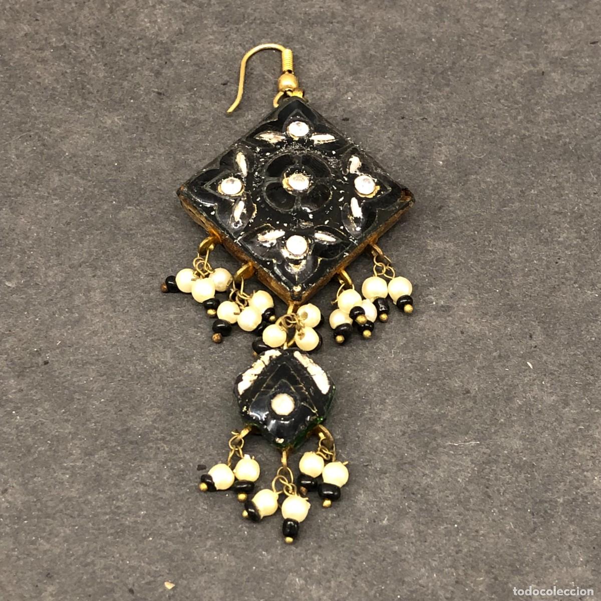 Joyeria: PRECIOSO PENDIENTE ANTIGUO CON PERLAS SINT&Eacute;TICAS - MUY TRABAJADO - 7,5 CM TOTAL / 1627