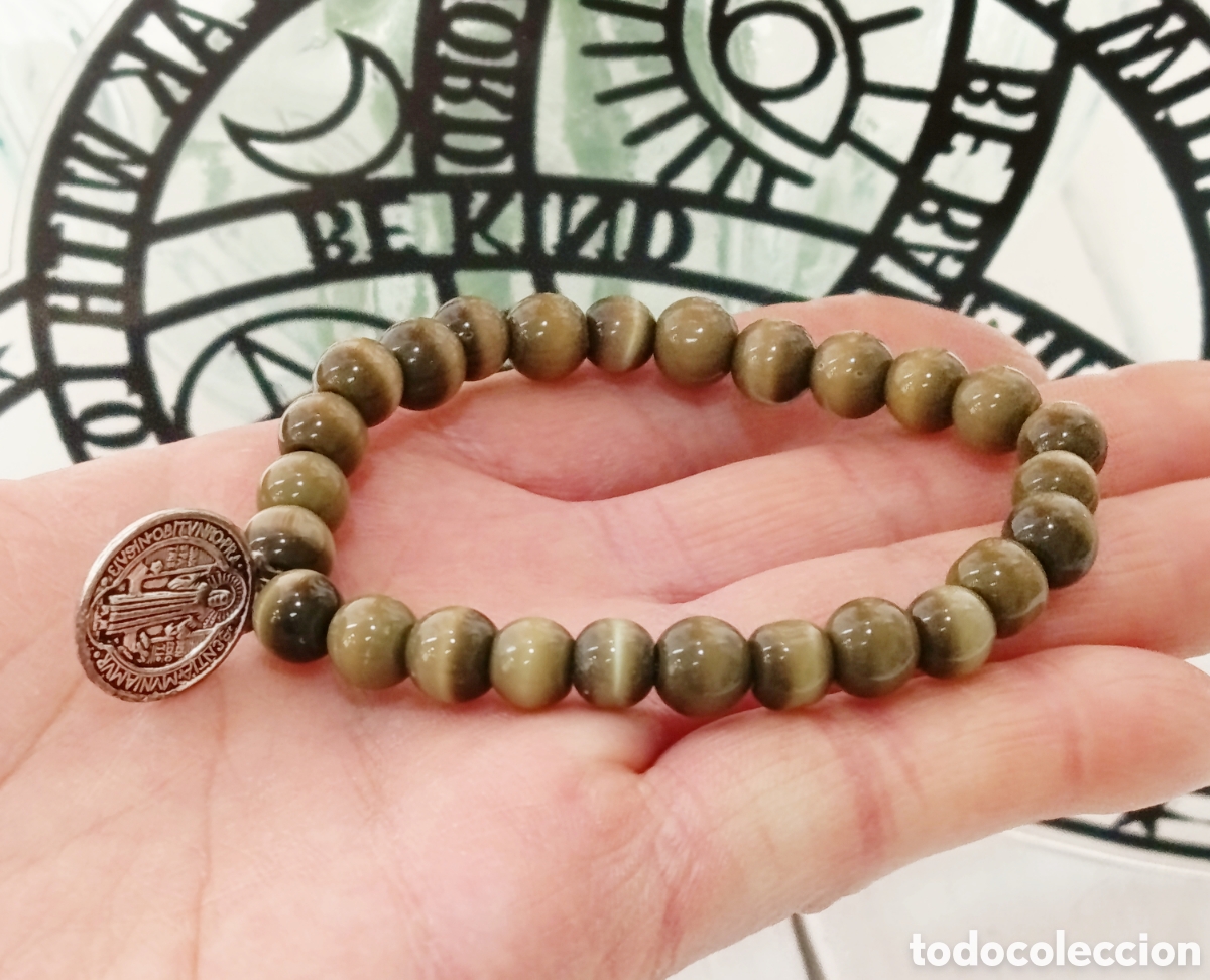 Joyeria: Pulsera de protecci&oacute;n de San Benito preparada energ&eacute;ticamente con palo santo y huayruro, nueva