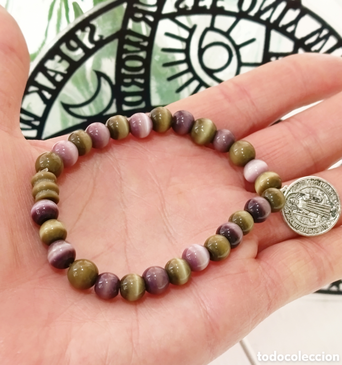 Joyeria: Pulsera de protecci&oacute;n de San Benito preparada energ&eacute;ticamente con palo santo y huayruro, nueva