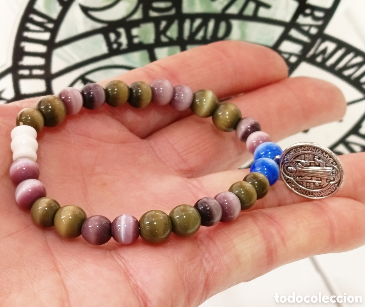 Joyeria: Pulsera de protecci&oacute;n de San Benito preparada energ&eacute;ticamente con palo santo y huayruro, nueva