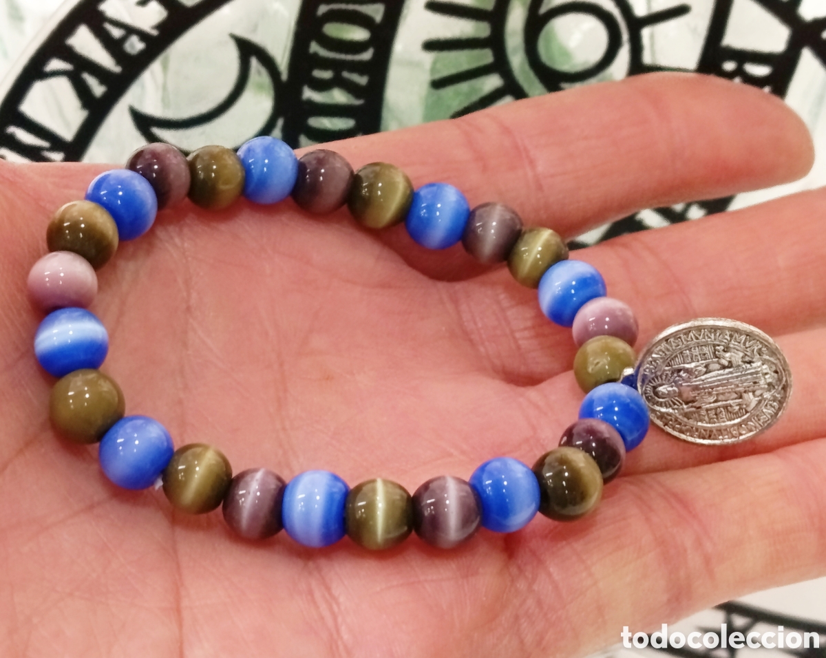 Joyeria: Pulsera de protecci&oacute;n de San Benito preparada energ&eacute;ticamente con palo santo y huayruro, nueva