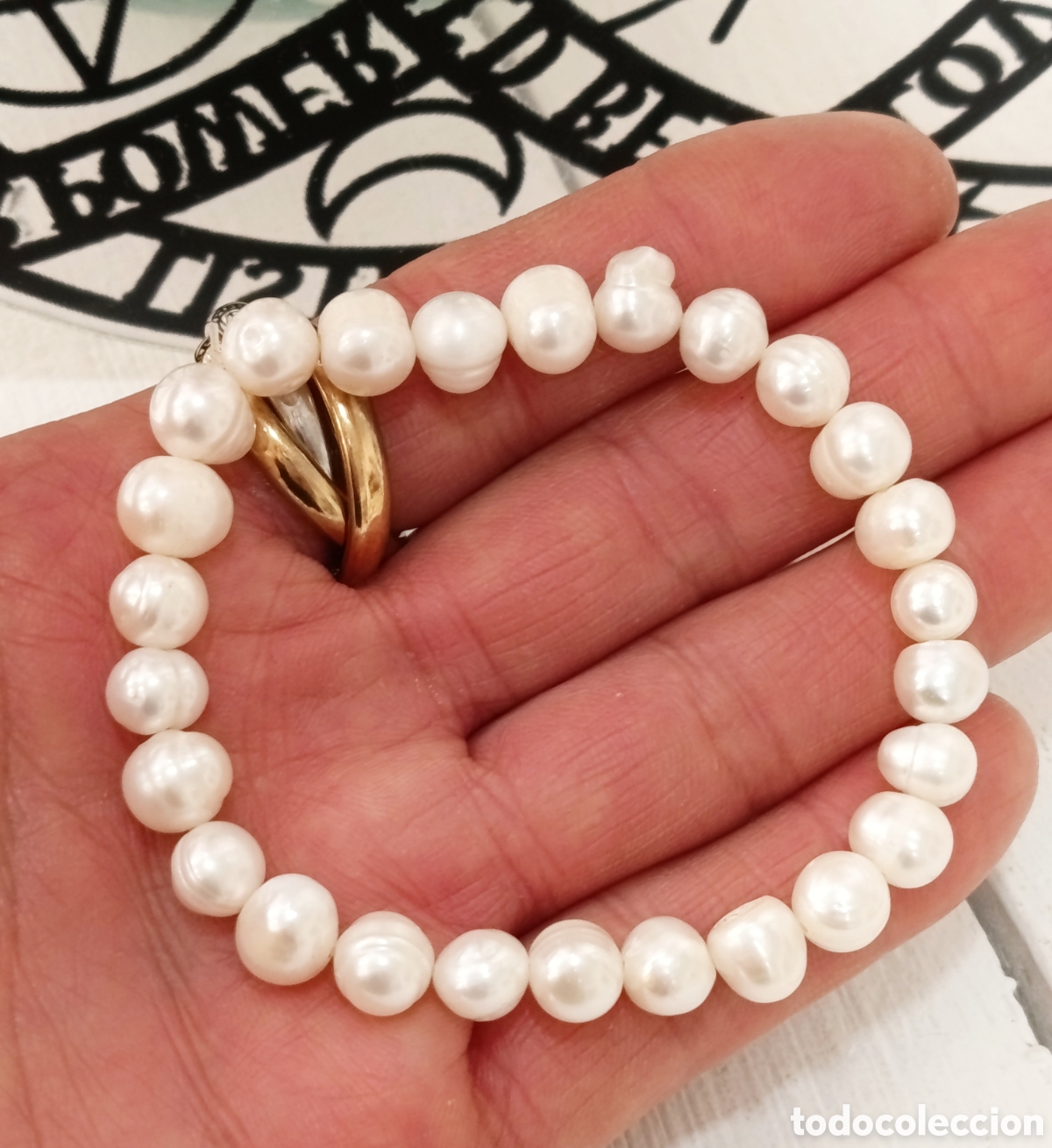 Joyeria: Pulsera de perlas naturales preparada energ&eacute;ticamente con palo santo, nueva