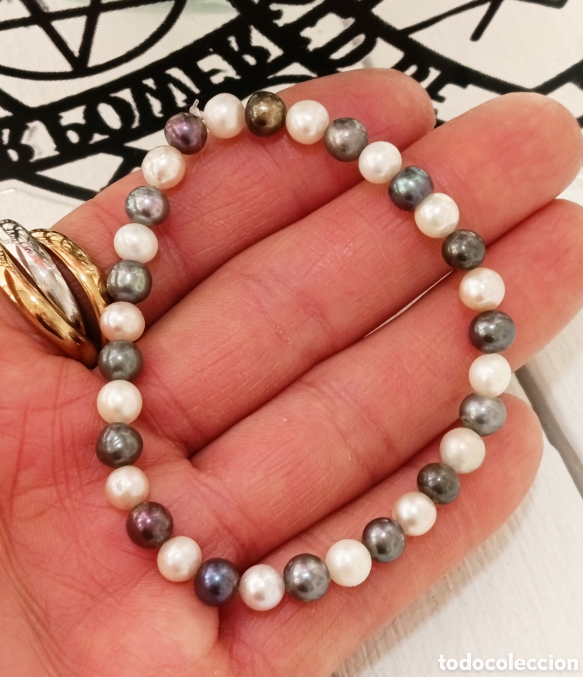 Joyeria: Pulsera de perlas naturales preparada energ&eacute;ticamente con palo santo, nueva