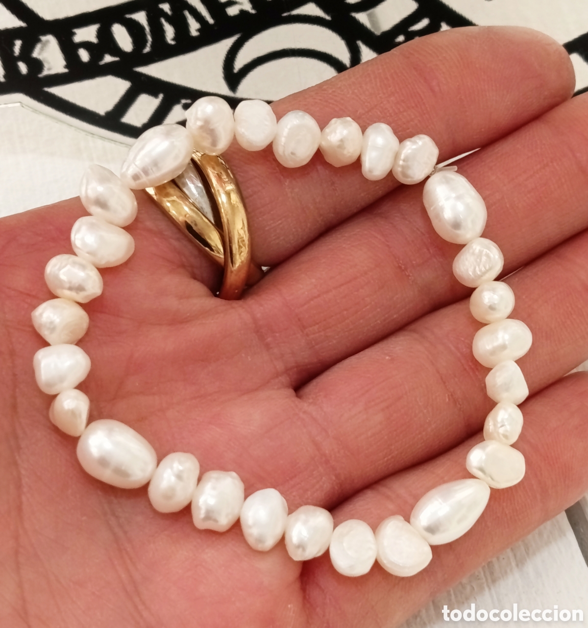 Joyeria: Pulsera de perlas naturales preparada energ&eacute;ticamente con palo santo, nueva