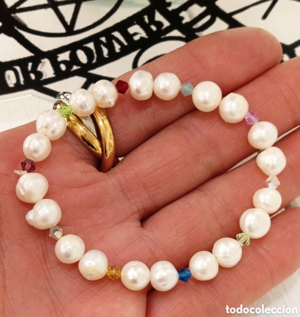 Joyeria: Pulsera de perlas naturales preparada energ&eacute;ticamente con palo santo, nueva
