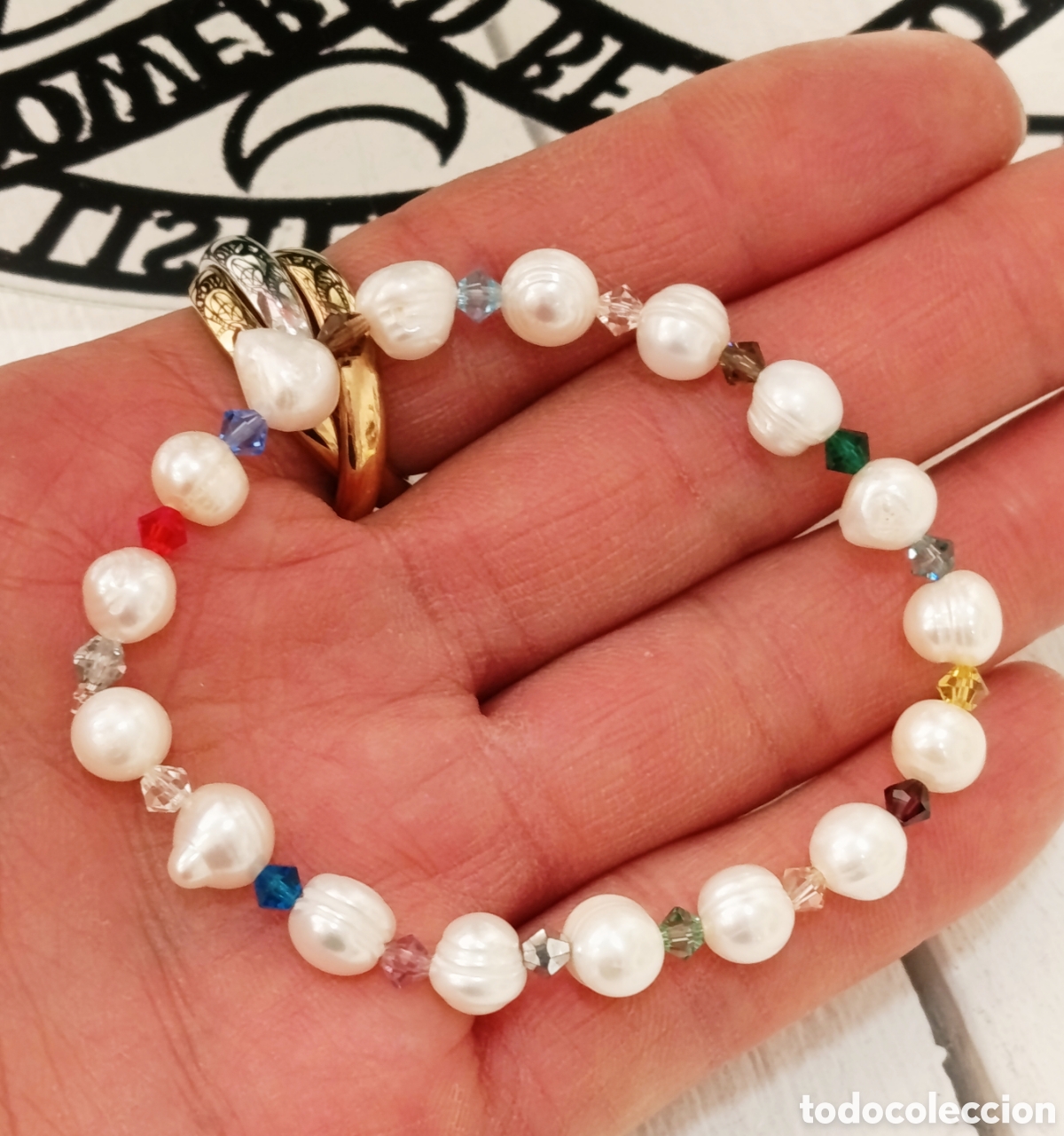 Joyeria: Pulsera de perlas naturales preparada energ&eacute;ticamente con palo santo, nueva