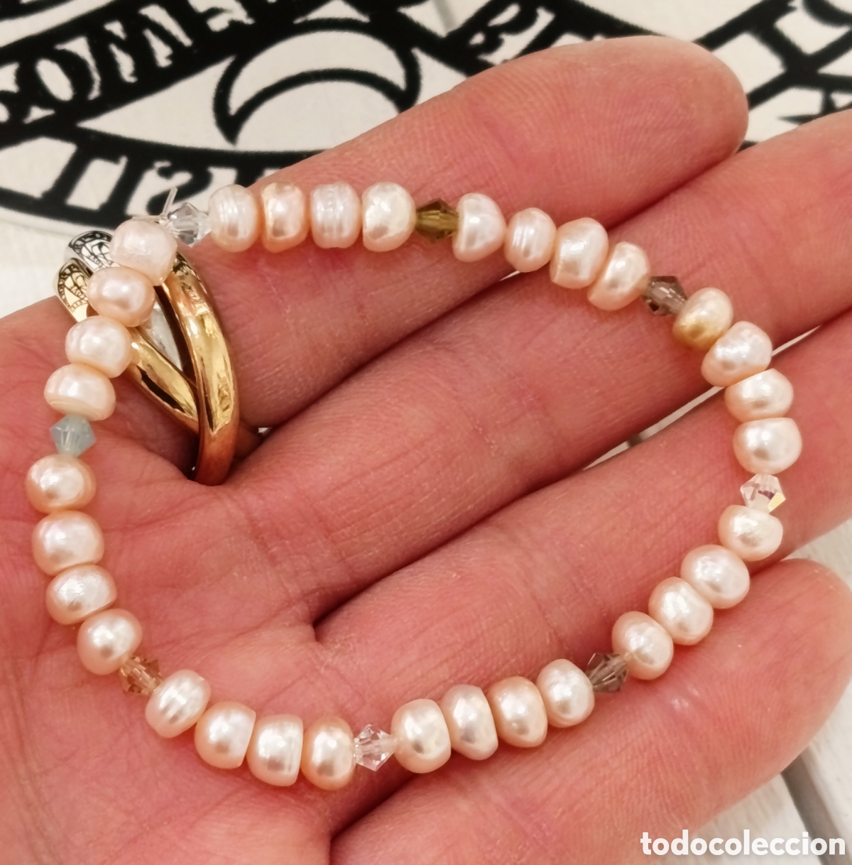 Joyeria: Pulsera de perlas naturales preparada energ&eacute;ticamente con palo santo, nueva