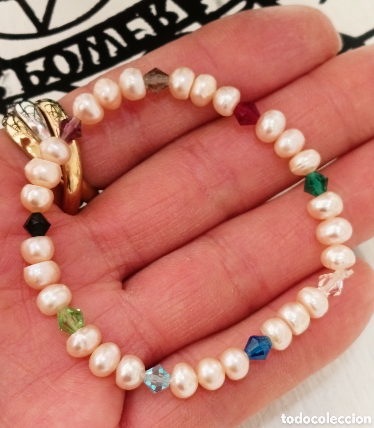 Joyeria: Pulsera de perlas naturales preparada energ&eacute;ticamente con palo santo, nueva