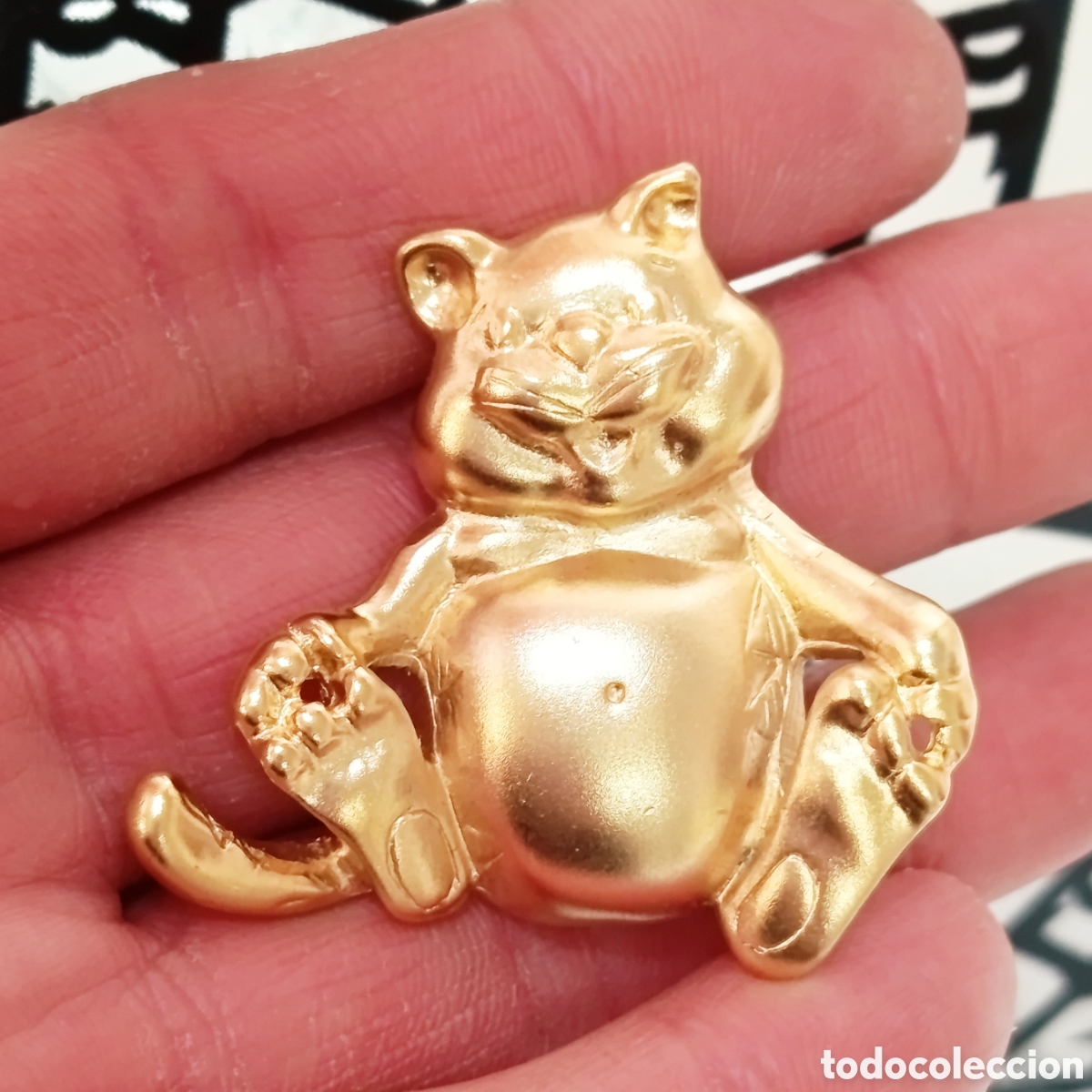 Joyeria: Broche vintage gato color oro, a&ntilde;os 90's, nuevo