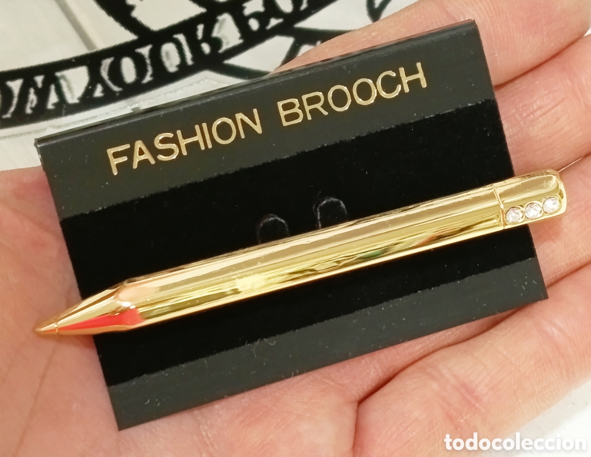 Joyeria: Broche vintage l&aacute;piz color oro, a&ntilde;os 80's, nuevo
