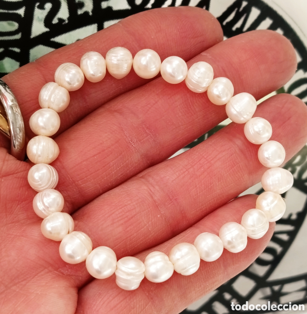 Joyeria: Pulsera de perlas naturales preparada energ&eacute;ticamente con palo santo, nueva