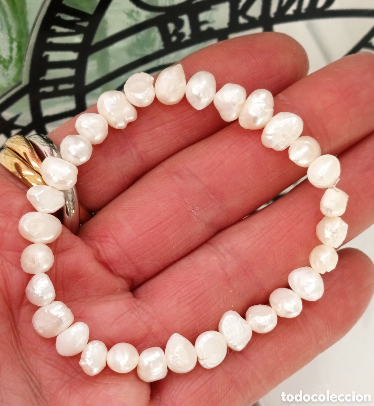 Joyeria: Pulsera de perlas naturales preparada energ&eacute;ticamente con palo santo, nueva