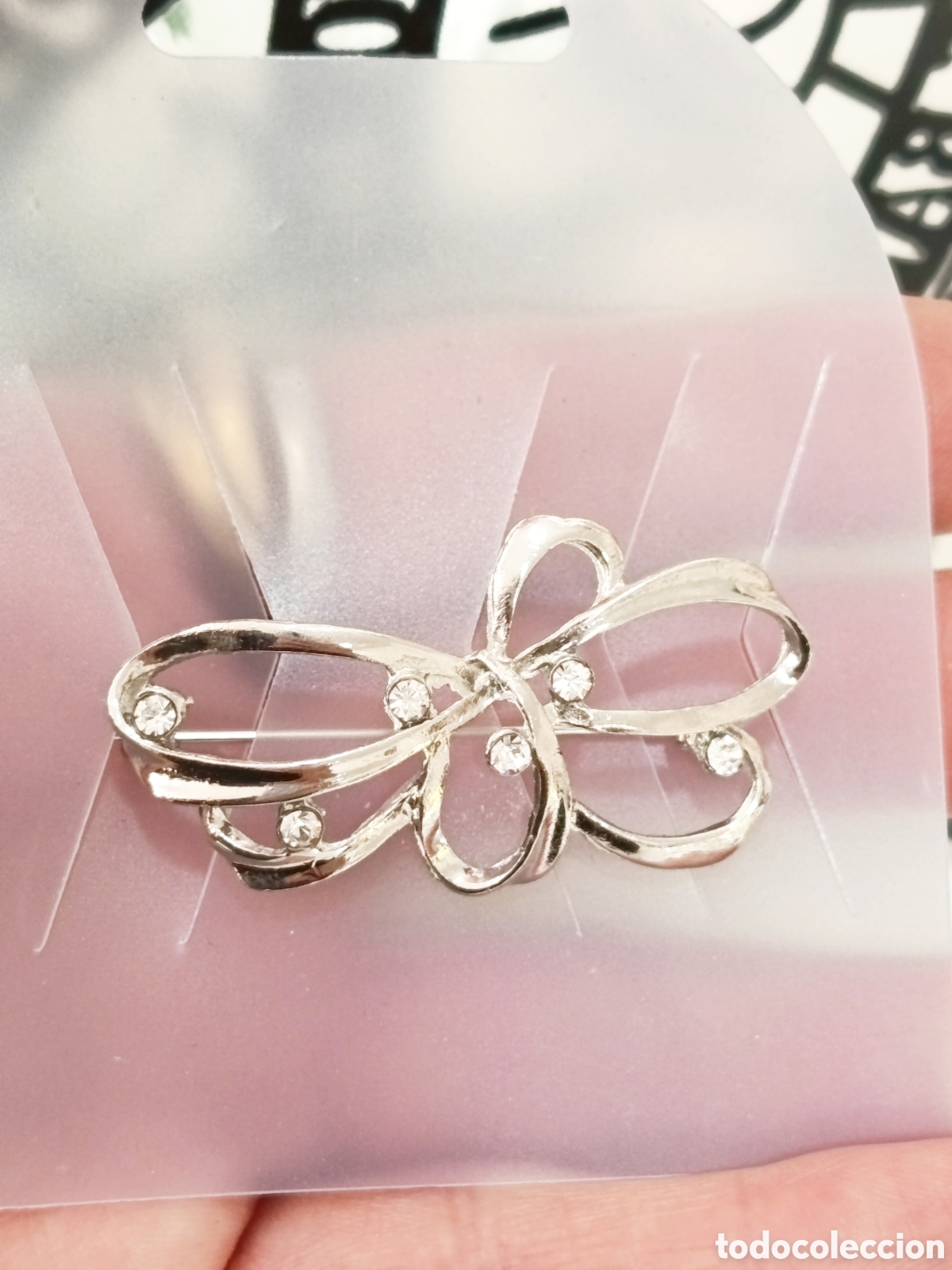 Joyeria: Broche vintage color plata con cristal, a&ntilde;o 2000, nuevo