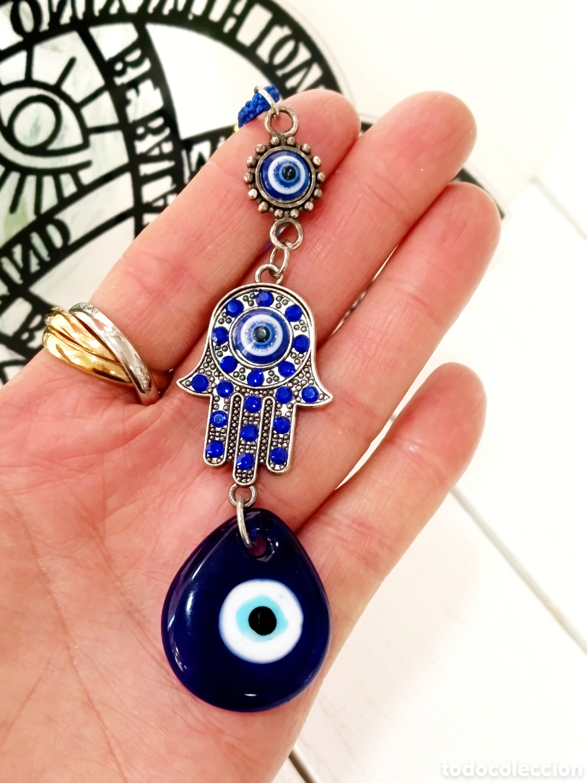 Joyeria: Colgante de protecci&oacute;n Ojo Turco preparado energ&eacute;ticamente con palo santo para casa, coche o negocio