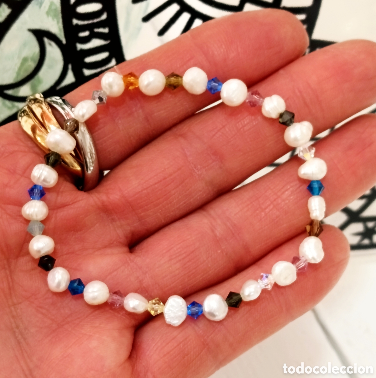 Joyeria: Pulsera de perlas naturales con cristal preparada energ&eacute;ticamente con palo santo, nueva