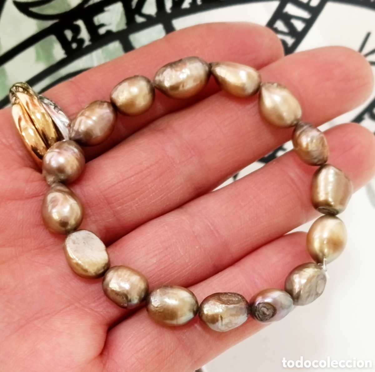 Joyeria: Pulsera de perlas naturales preparada energ&eacute;ticamente con palo santo, nueva
