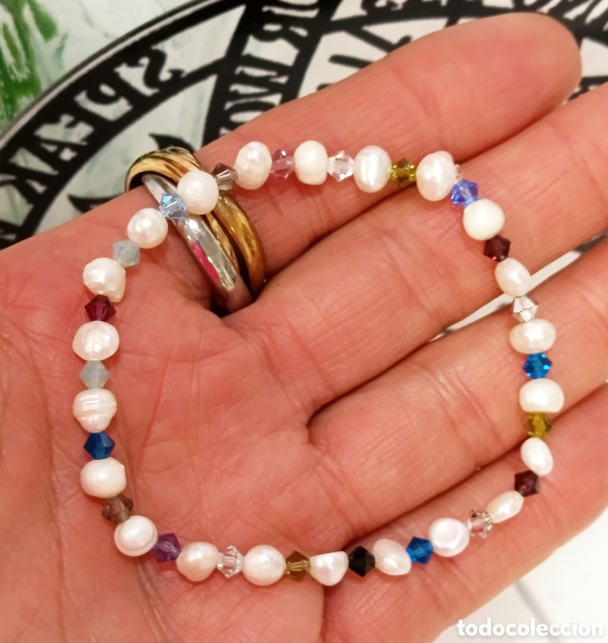 Joyeria: Pulsera de perlas naturales con cristales preparada energ&eacute;ticamente con palo santo, nueva