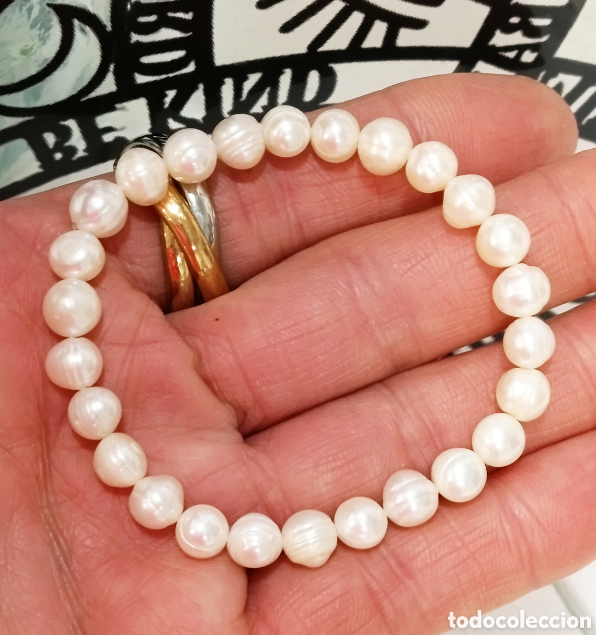 Joyeria: Pulsera de perlas naturales preparada energ&eacute;ticamente con palo santo, nueva