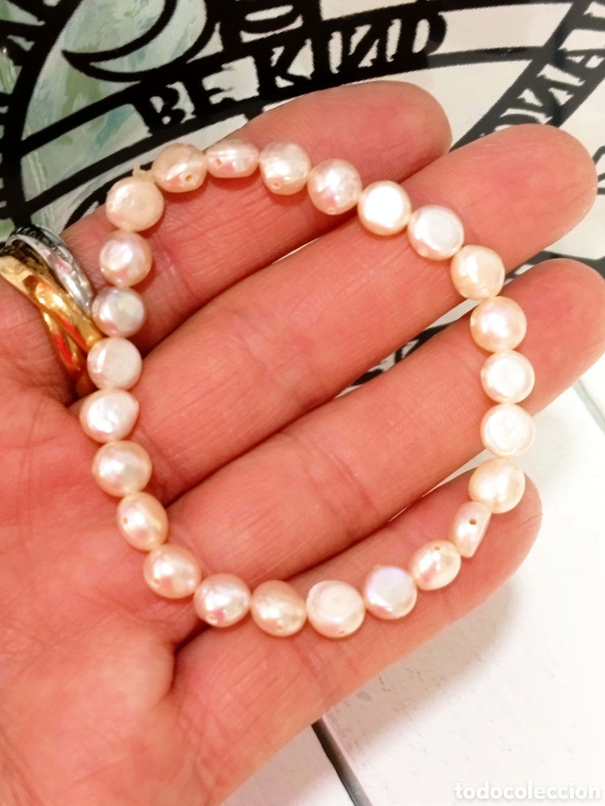Joyeria: Pulsera de perlas naturales preparada energ&eacute;ticamente con palo santo, nueva