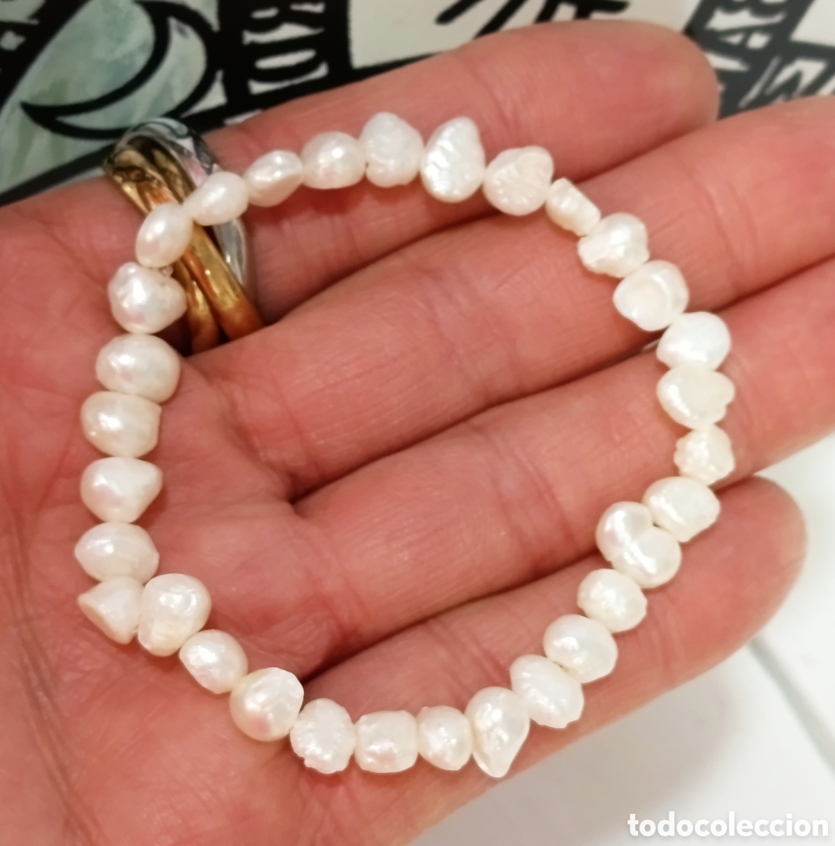 Joyeria: Pulsera de perlas naturales preparada energ&eacute;ticamente con palo santo, nueva