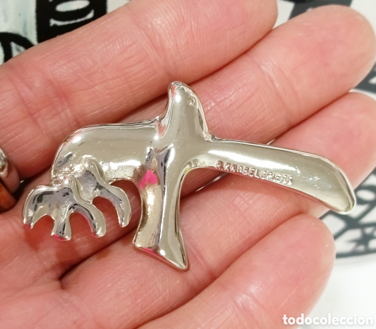 Joyeria: Broche vintage aves color plata, a&ntilde;os 90's, nuevo