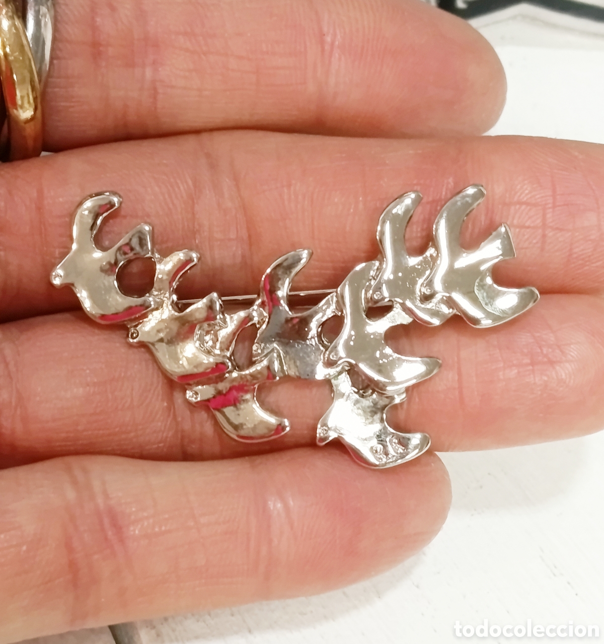 Joyeria: Broche vintage aves color plata, a&ntilde;os 90's, nuevo