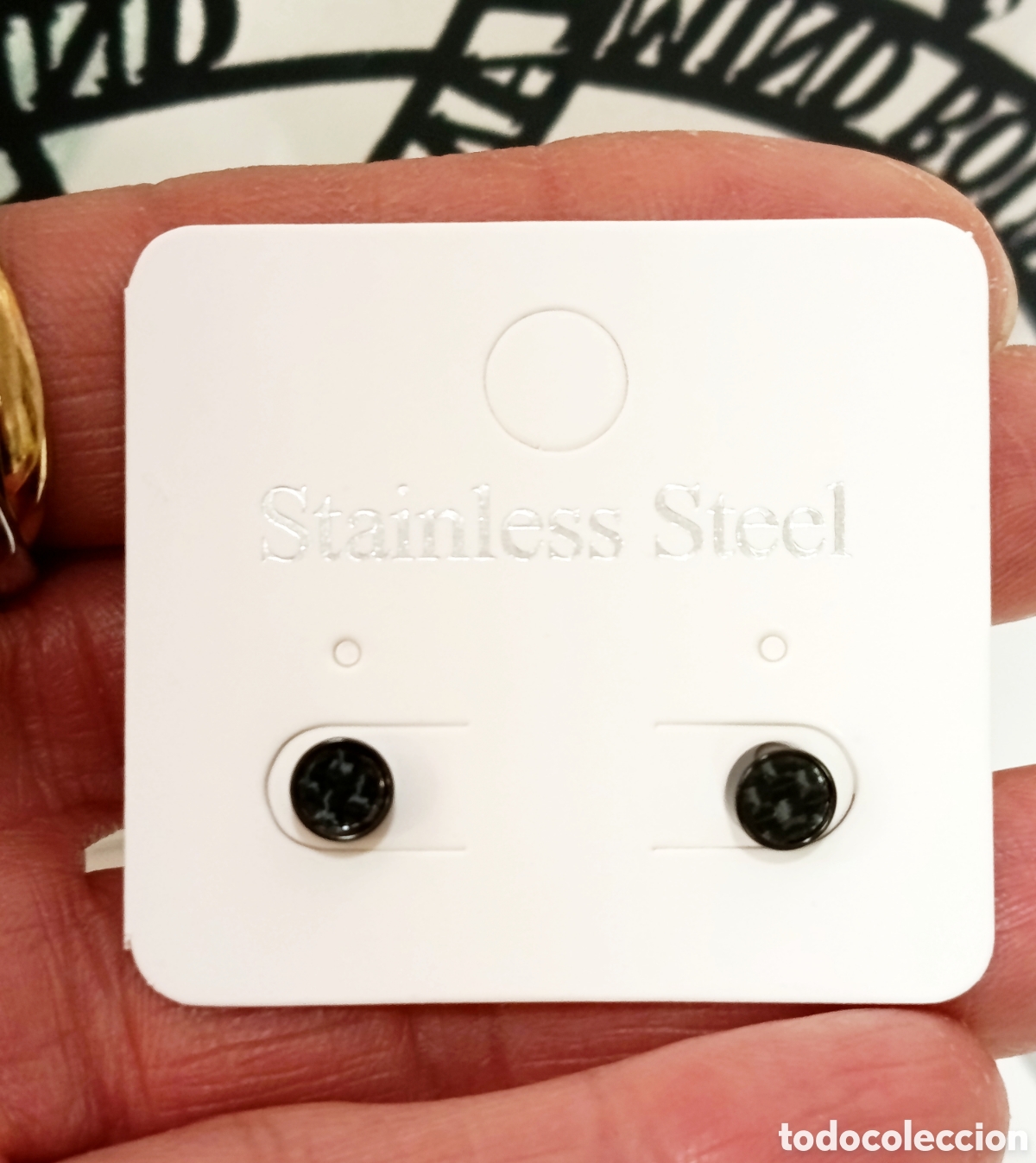 Joyeria: Pendientes de acero color negro, unisex, nuevos