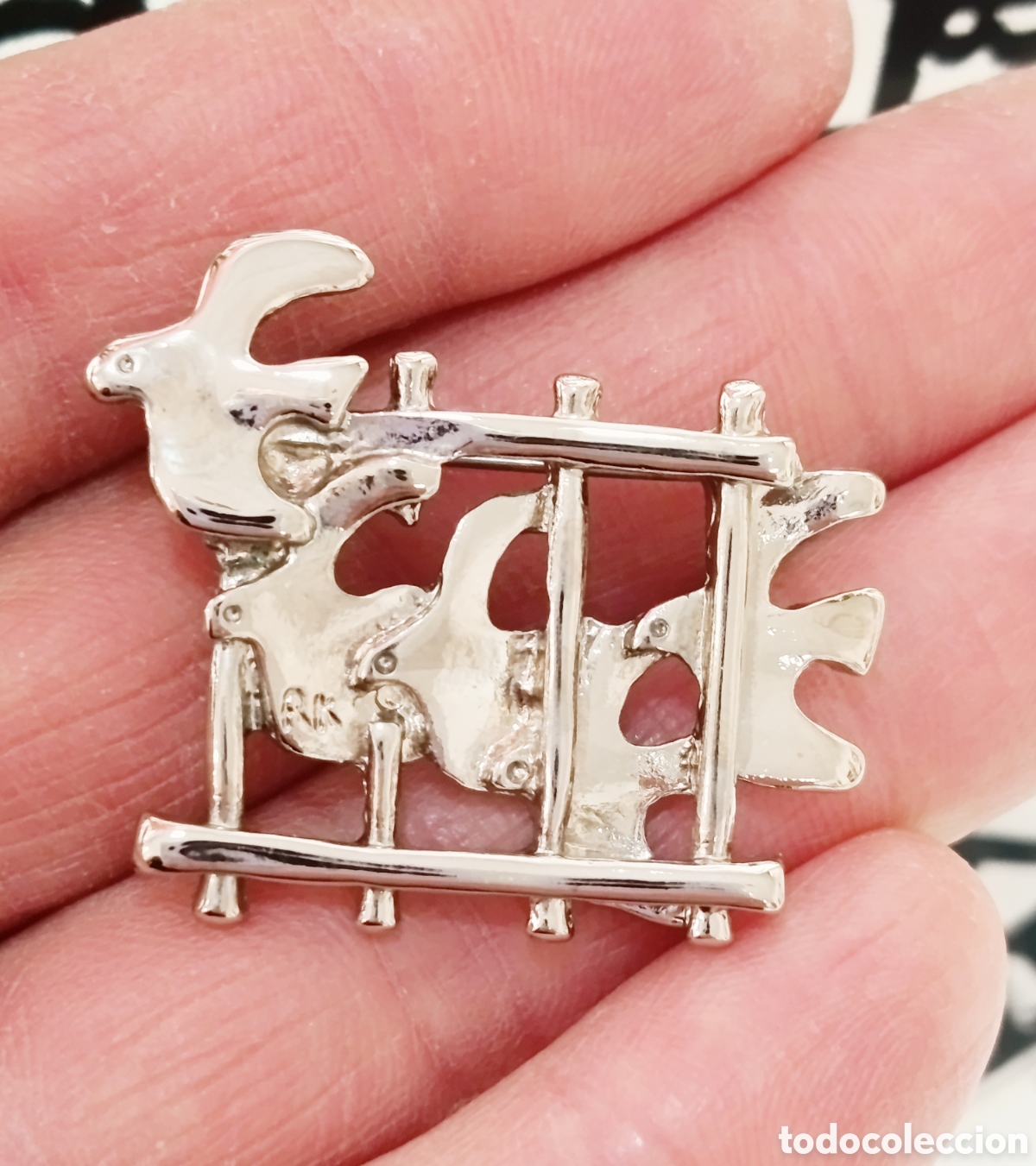 Joyeria: Broche vintage aves color plata, a&ntilde;os 90's, nuevo