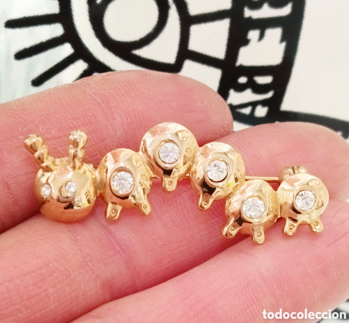 Joyeria: Broche vintage color oro con cristal, a&ntilde;os 90's, nuevo