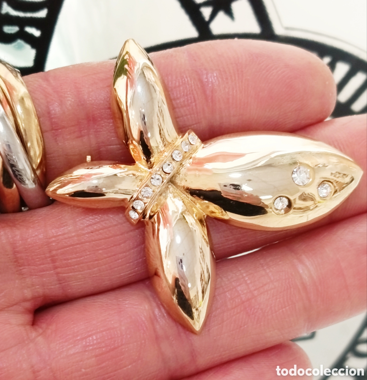 Joyeria: Broche vintage mariposa color oro con cristal, a&ntilde;os 90's, nuevo