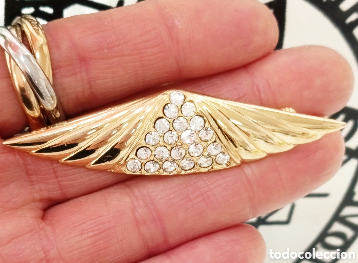 Joyeria: Broche vintage color oro con cristal, a&ntilde;os 90's, nuevo