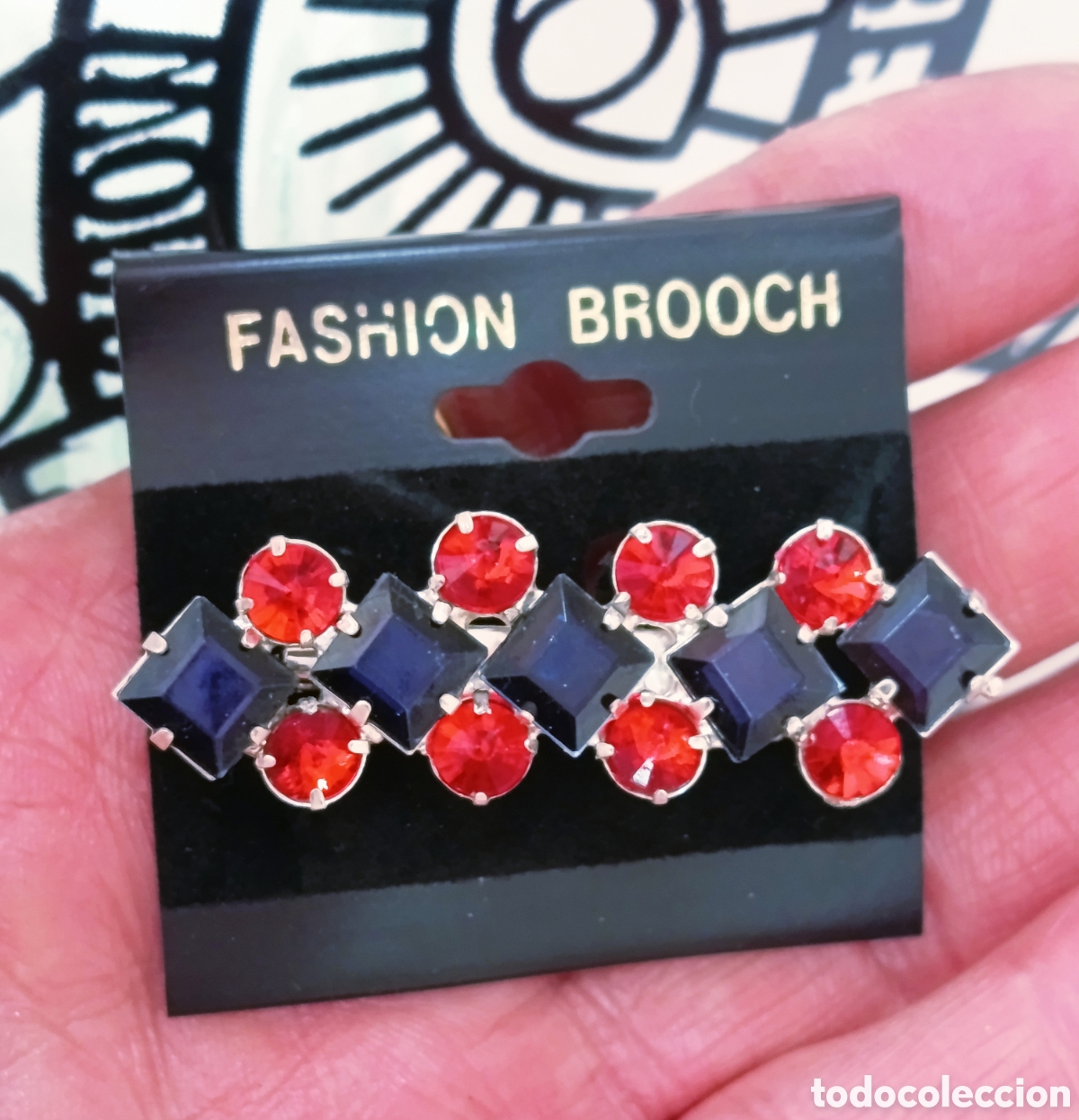 Joyeria: Broche con strass, a&ntilde;os 80s, nuevo - Foto 1