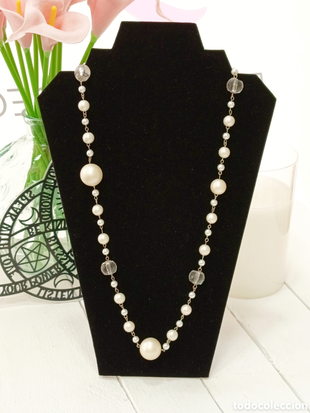 Joyeria: Collar perlado y cristalinos, a&ntilde;o 2000, nuevo