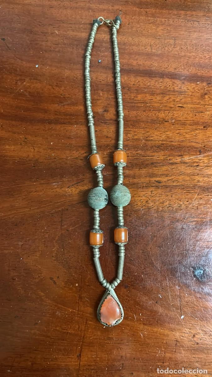 Joyeria: COLLAR ETNICO DE 30 CMS. DOBLE CON PIEDRAS NARANJAS