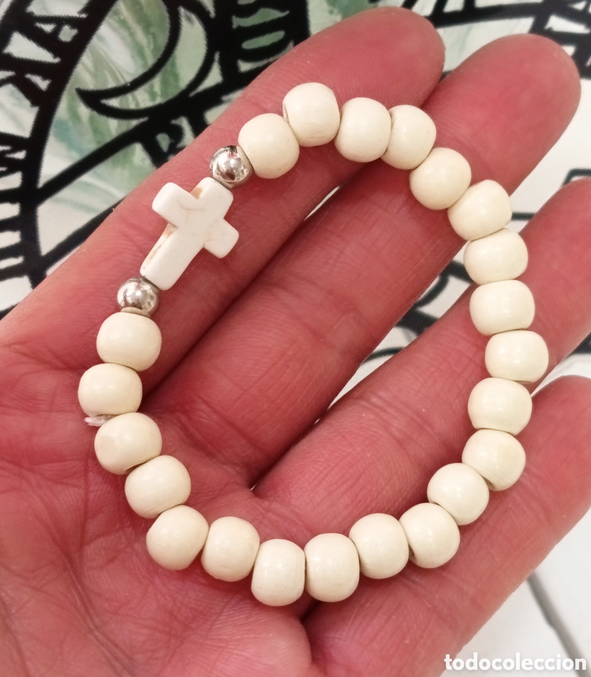 Joyeria: Pulsera de protecci&oacute;n con cruz preparada energ&eacute;ticamente con palo santo, nueva