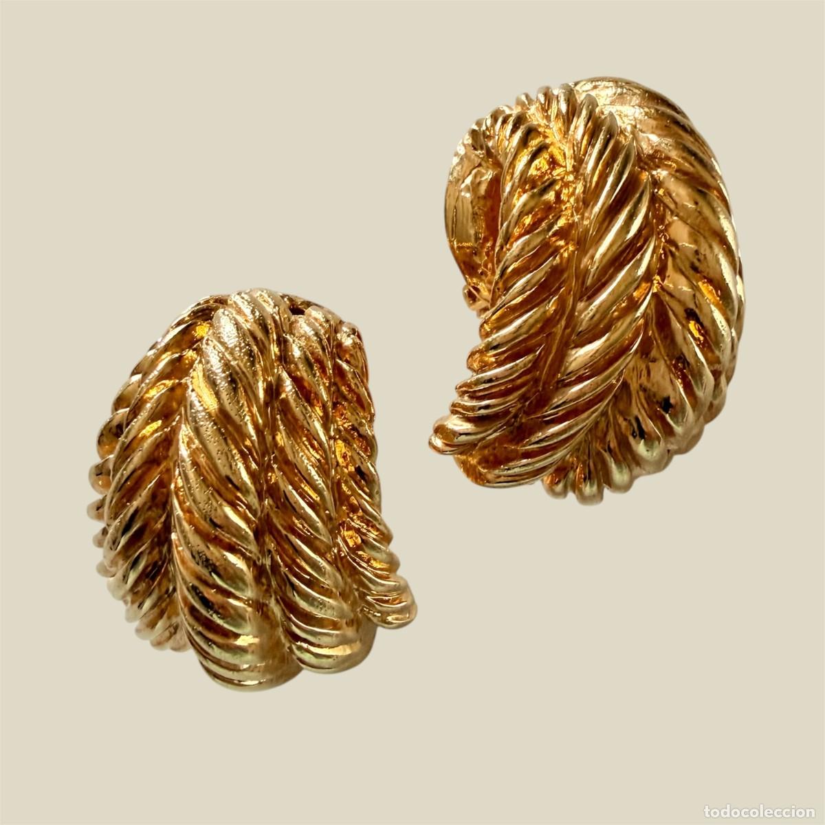 Joyeria: Pendientes Vintage LOEWE Madrid 1846 A&ntilde;os 80 &ndash; Clip Oversize Dorados &ndash; Joyer&iacute;a de Dise&ntilde;ador