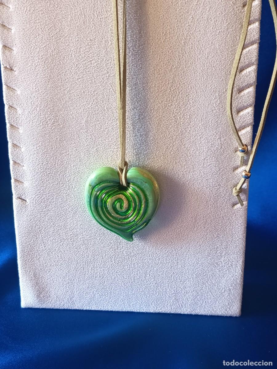 Joyeria: MUY BONITO CORAZ&Oacute;N DE CRISTAL DE MURANO VERDE CON PAN DE ORO