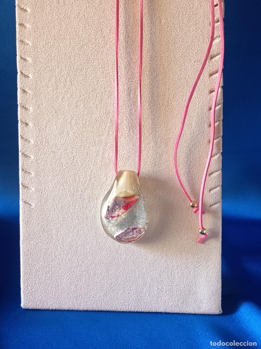 Joyeria: COLGANTE DE CRISTAL DE MURANO EN BLANCO ROTO Y ROSA