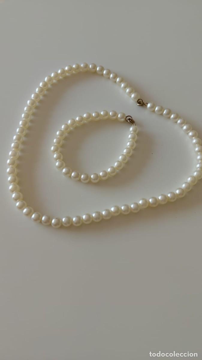 Joyeria: Conjunto vintage collar y pulsera de perlas blancas nacaradas &ndash; bisuter&iacute;a cl&aacute;sica