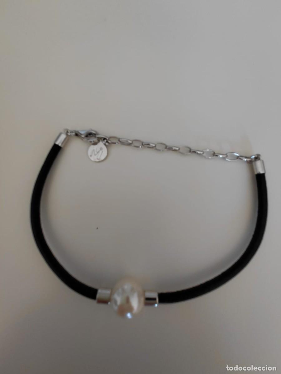 Joyeria: Pulsera Majorica con perla central y cord&oacute;n negro &ndash; ajustable