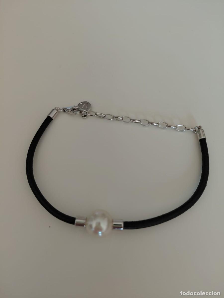 Joyeria: Pulsera Majorica con perla central y cord&oacute;n negro &ndash; ajustable - Foto 2