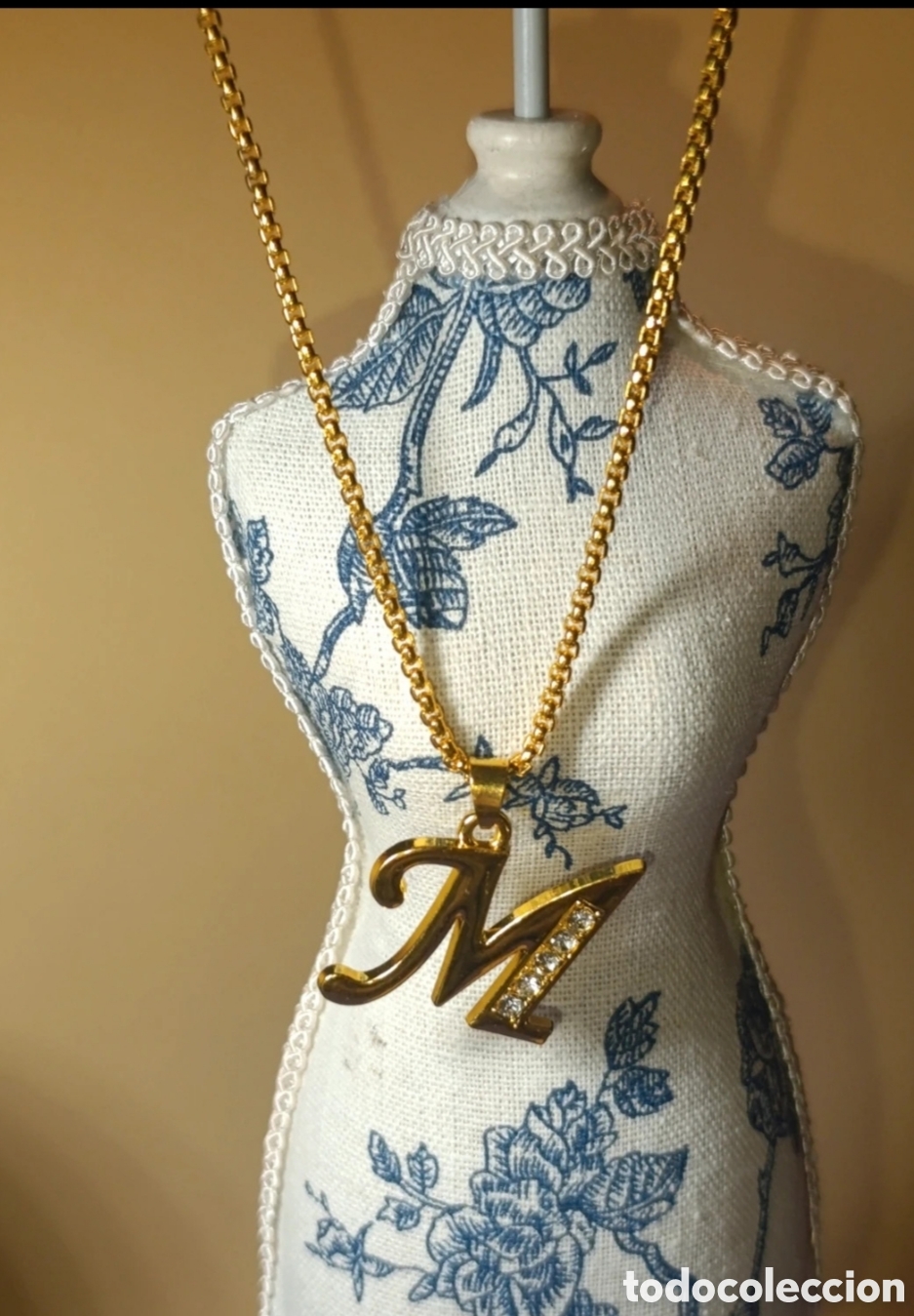 Joyeria: Collar acero dorado y corconitas. Letra M. 72 cms - Foto 3