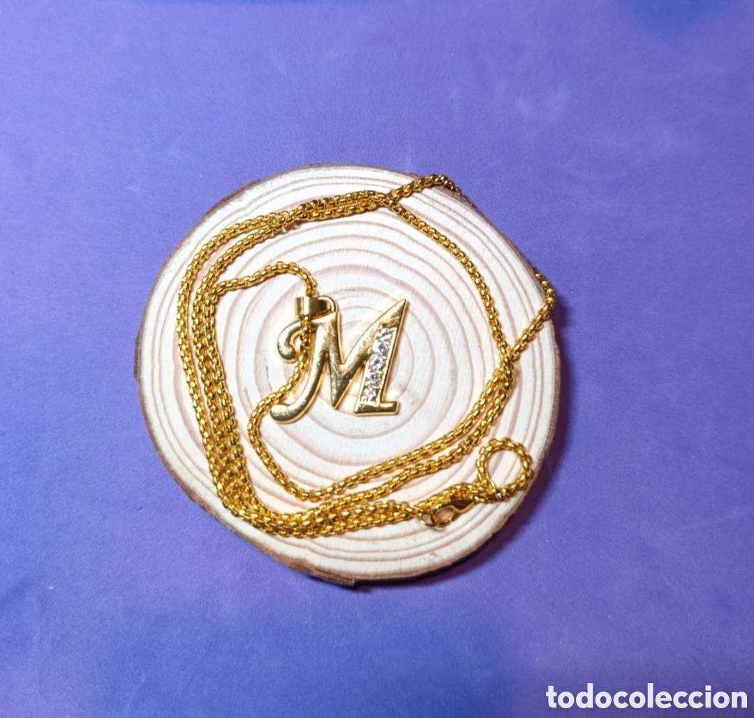Joyeria: Collar acero dorado y corconitas. Letra M. 72 cms - Foto 6