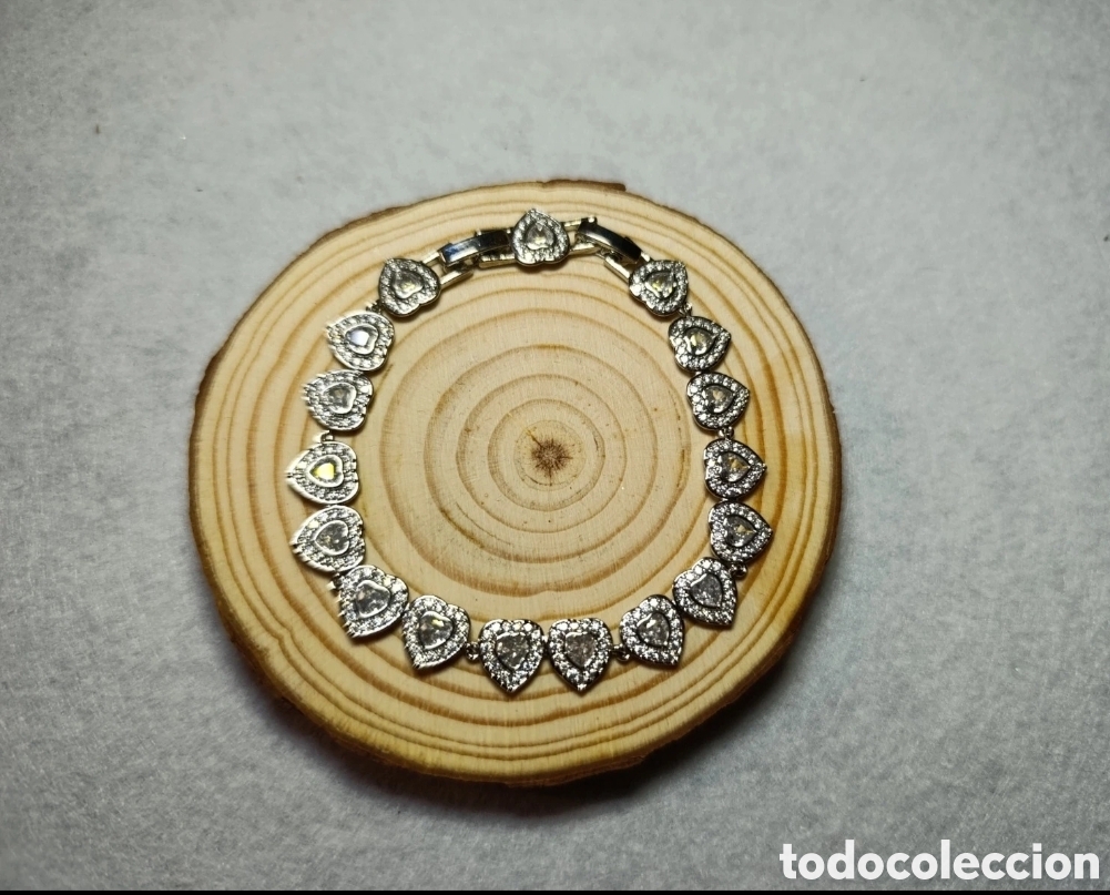 Joyeria: Pulsera acero plateado circonitas dise&ntilde;o corazones